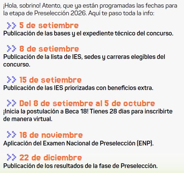 Fechas Beca 18 2026