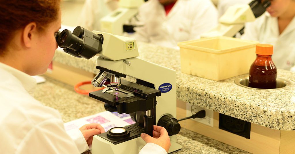 Estudiante Upc Viendo Microscopio